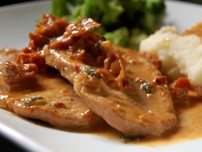 Pork Tenderloin in Sun Dried Tomato Proscuitto Cream Sauce-1